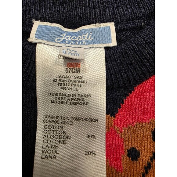 Jacadi Paris Baby Sweater Size 6M Horse Motif Cotton/Wool Blend French Preppy - Picture 5 of 5